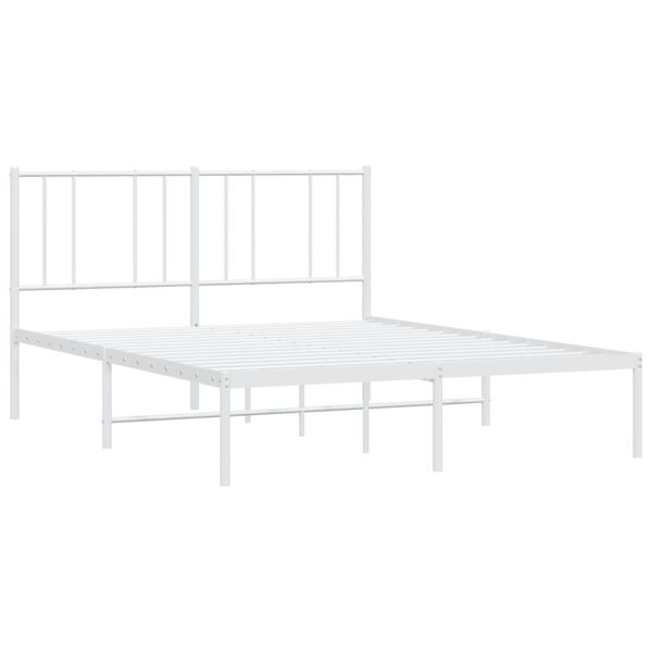 vidaXL Cadre de lit m&eacute;tal sans matelas et t&ecirc;te de lit blanc 160x200 cm