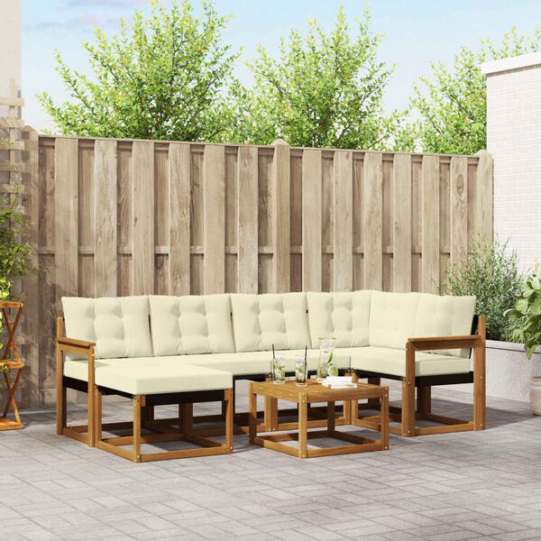 vidaXL Ensemble de canap&eacute;s d'ext&eacute;rieur 7 pcs Naturel et Cr&egrave;me