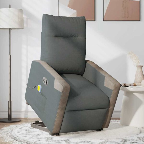 vidaXL Fauteuil de massage inclinable Gris fonc&eacute; Tissu