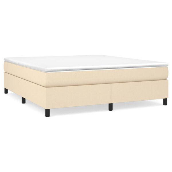 vidaXL Sommier &agrave; lattes de lit avec matelas Cr&egrave;me 160x200 cm Tissu