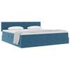 vidaXL Lit de Rangement avec matelas Bleu fonc&eacute; 200 x 200 cm Velours
