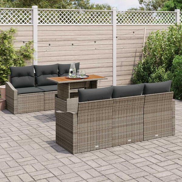 vidaXL Ensemble de canapé de jardin 7 pcs Gris Poly rotin