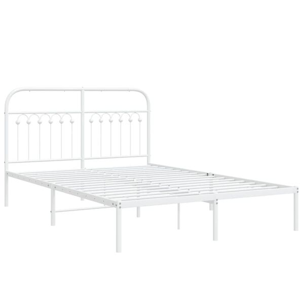 vidaXL Cadre de lit métal sans matelas et tête de lit blanc 135x190 cm