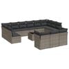 vidaXL Salon de jardin avec coussins 14 pcs gris r&eacute;sine tress&eacute;e