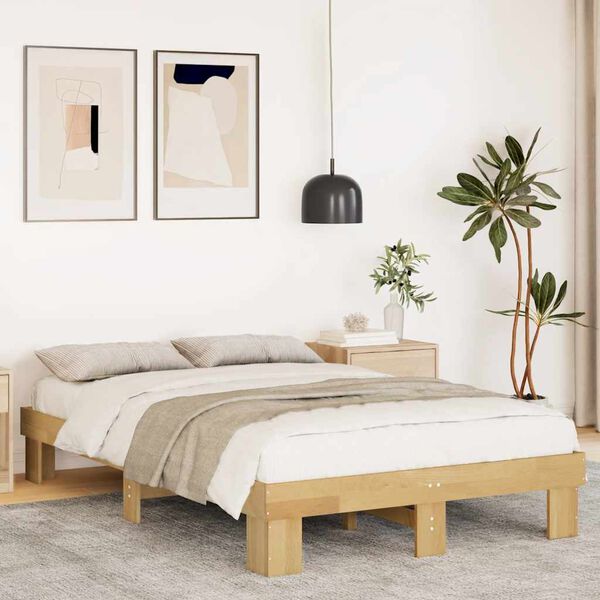 vidaXL Cadre de lit sans matelas 120x200 cm bois massif de ch&ecirc;ne