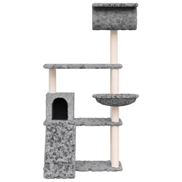 vidaXL Arbre à chat avec griffoirs en sisal Gris clair 131 cm