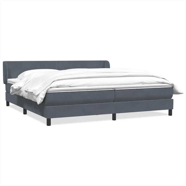 vidaXL Sommier &agrave; lattes de lit et matelas gris fonc&eacute; 180x210cm velours