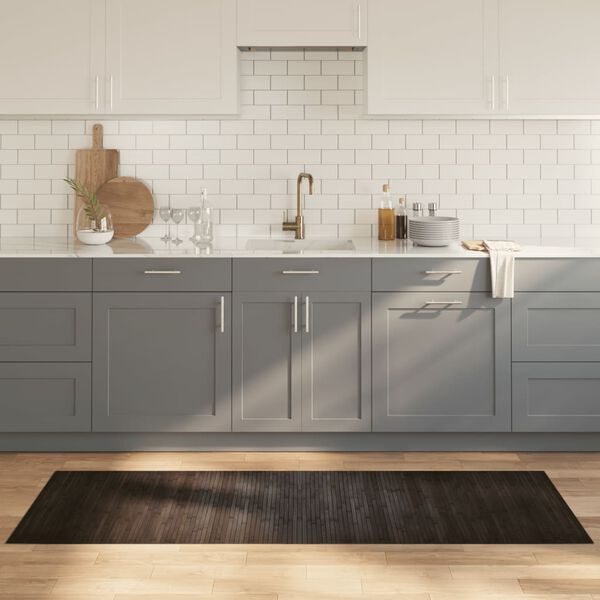 vidaXL Tapis rectangulaire marron fonc&eacute; 70x200 cm bambou