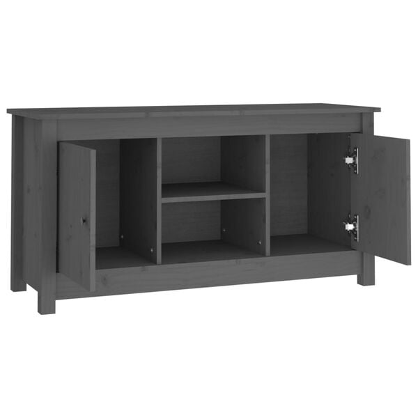 vidaXL Meuble TV Gris 103x36,5x52 cm Bois de pin massif
