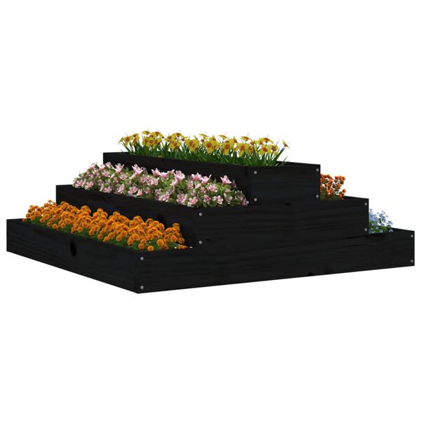 vidaXL Jardini&egrave;re Noir 80x80x27 cm Bois massif de pin