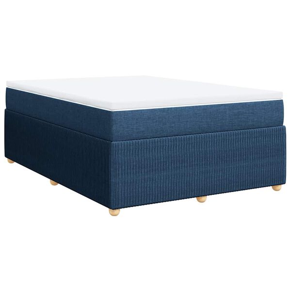 vidaXL Sommier à lattes de lit avec matelas Bleu 160x200 cm Tissu