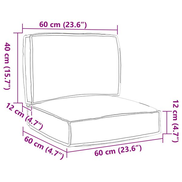 vidaXL Set de coussins de palette 2 pcs Bordeaux Tissu Oxford