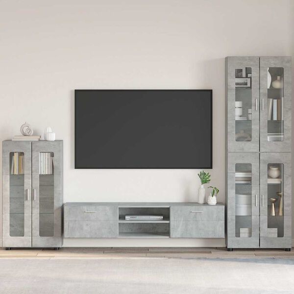 vidaXL Buffet FLORIN Gris b&eacute;ton 55,5 x 29 x 103 cm Bois d'ing&eacute;nierie