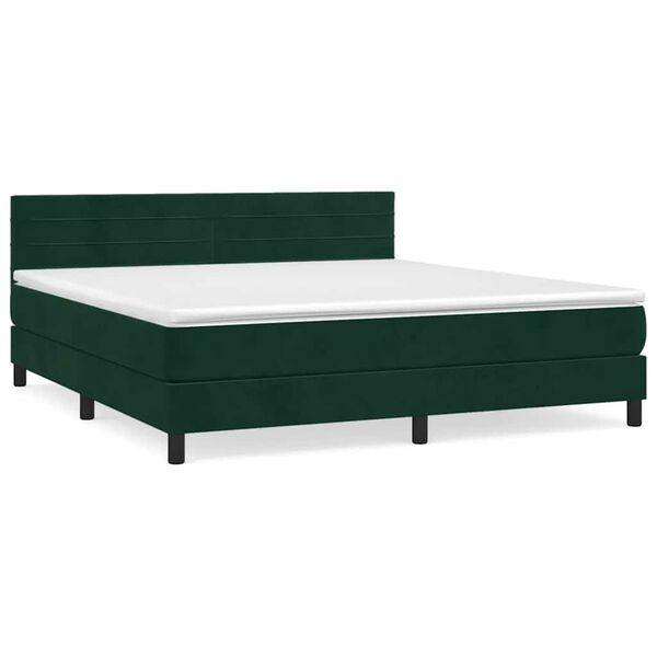 vidaXL Sommier &agrave; lattes de lit et matelas Vert fonc&eacute; 180x200cm Velours