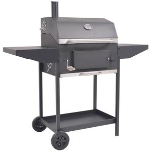 vidaXL Barbecue au charbon de bois avec &eacute;tag&egrave;re inf&eacute;rieure Noir