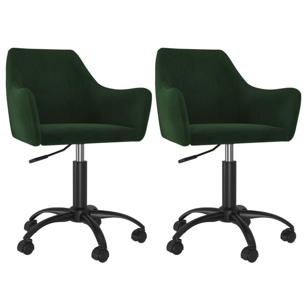 vidaXL Chaises pivotantes &agrave; manger lot de 2 vert fonc&eacute; velours