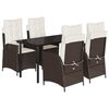 vidaXL Ensemble &agrave; manger de jardin 5 pcs et coussins marron poly rotin
