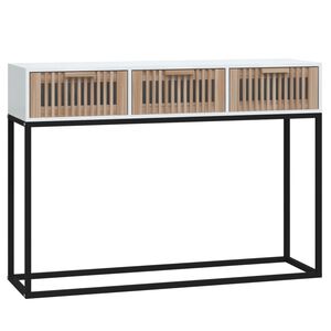 vidaXL Table console blanc 105x30x75 cm bois d'ing&eacute;nierie et fer