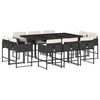 vidaXL Ensemble &agrave; manger de jardin 11 pcs coussins noir r&eacute;sine tress&eacute;e