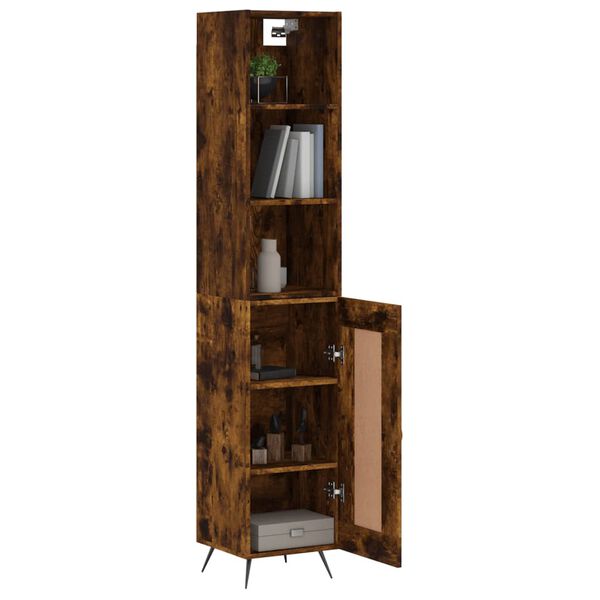 vidaXL Buffet haut Ch&ecirc;ne fum&eacute; 34,5x34x180 cm Bois d'ing&eacute;nierie