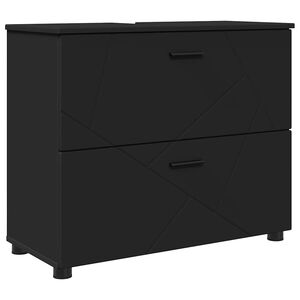 vidaXL Cabinet de salle de bain avec tiroir Noir 76,5 x 35 x 64 cm