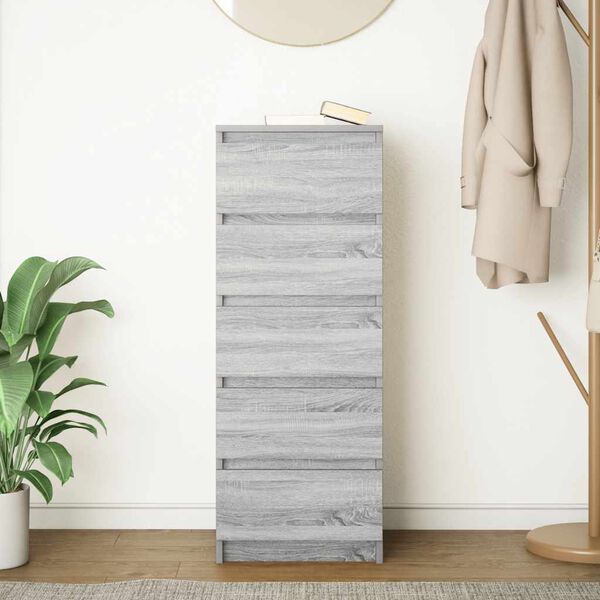 vidaXL Buffet avec tiroirs sonoma gris 37,5x35x99 cm bois d'ing&eacute;nierie