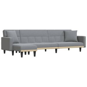 vidaXL Canap&eacute;-lit en forme de L gris clair 275x140x70 cm tissu
