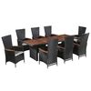 vidaXL Ensemble &agrave; manger d'ext&eacute;rieur 9pcs coussins r&eacute;sine tress&eacute;e noir