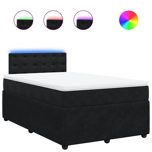 vidaXL Sommier &agrave; lattes de lit avec matelas noir 120x190 cm velours