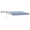 vidaXL Store banne &eacute;lectrique solaire 3,5 x 2 m Ray&eacute; bleu et blanc