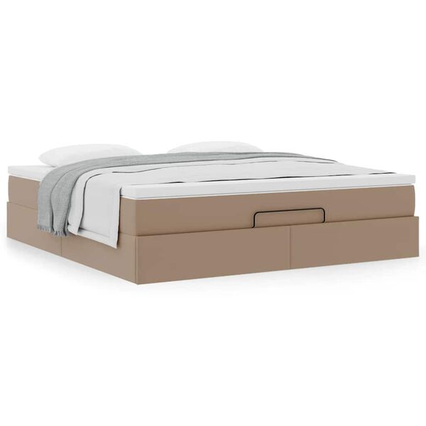 vidaXL Cadre de lit ottoman et matelas cappuccino 180x200cm similicuir