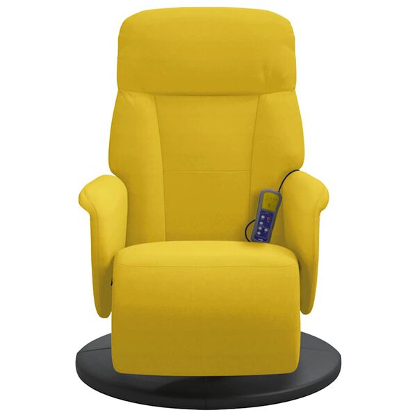 vidaXL Fauteuil inclinable de massage avec repose-pied jaune velours