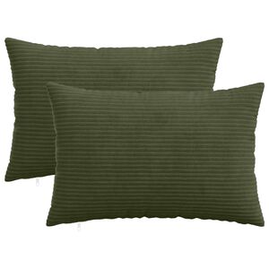 vidaXL Housse de coussin 2 pcs HEERLEN Vert 30 x 50 cm velours c&ocirc;tel&eacute;