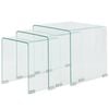 vidaXL Ensemble de tables gigognes 3 Pi&egrave;ces Verre tremp&eacute; Transparent