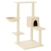 vidaXL Arbre &agrave; chat avec griffoirs en sisal Cr&egrave;me 95 cm
