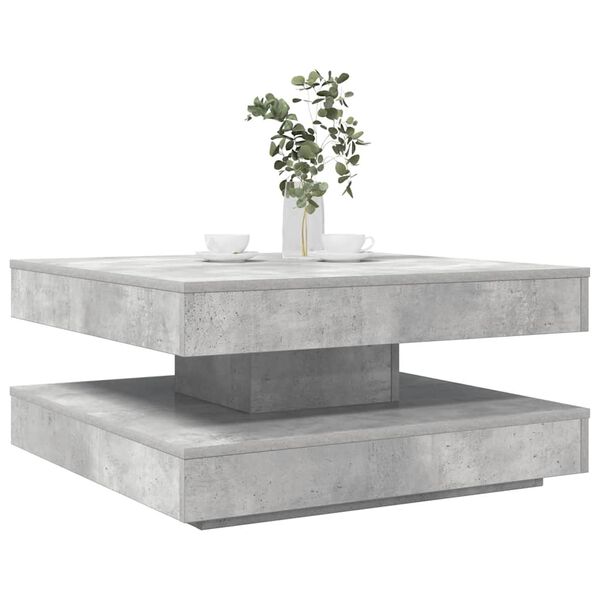 vidaXL Table basse rotative &agrave; 360 degr&eacute;s gris b&eacute;ton 70x70x34,5 cm