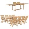 vidaXL Ensemble &agrave; manger de jardin 9 pcs 180-280x100x75 cm Teck massif