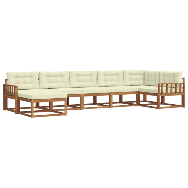 vidaXL Ensemble de canap&eacute;s d'ext&eacute;rieur 7 pcs Naturel et Cr&egrave;me