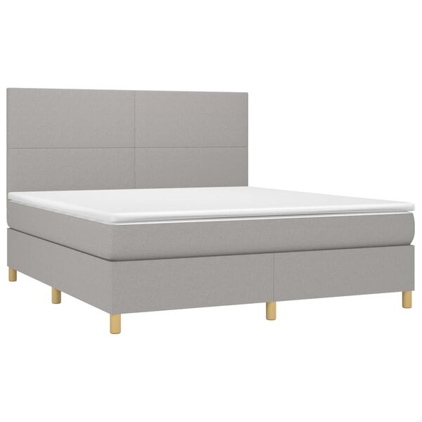 vidaXL Sommier &agrave; lattes de lit et matelas et LED Gris clair 180x200 cm
