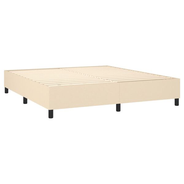 vidaXL Sommier &agrave; lattes de lit avec matelas Cr&egrave;me 160x200 cm Tissu