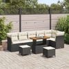 vidaXL Ensemble de canap&eacute; de jardin avec coussin 9 pcs Noir et cr&egrave;me