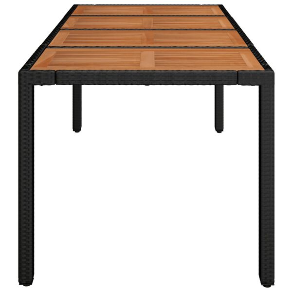 vidaXL Table de jardin dessus en bois Noir 190x90x75 cm R&eacute;sine tress&eacute;e