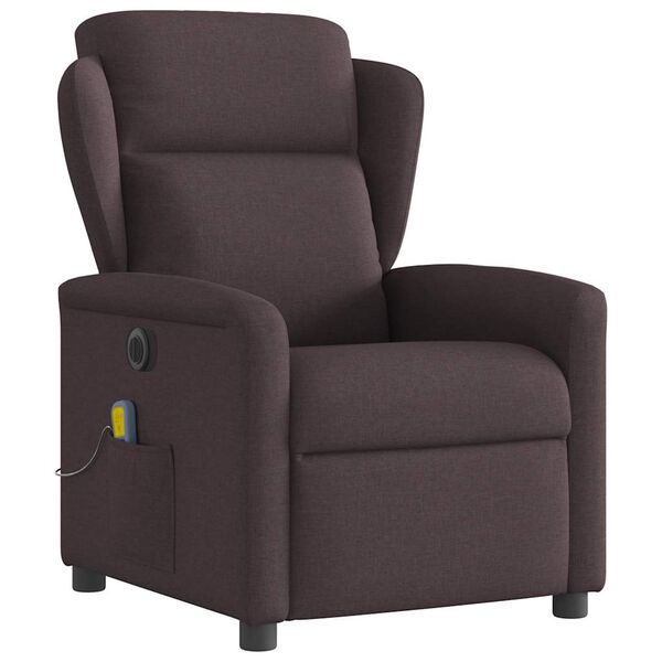 vidaXL Fauteuil de massage inclinable &eacute;lectrique Marron fonc&eacute; Tissu
