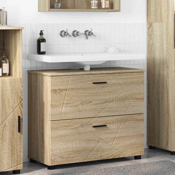 vidaXL Cabinet de salle de bain Ch&ecirc;ne Sonoma 76,5 x 35 x 64 cm