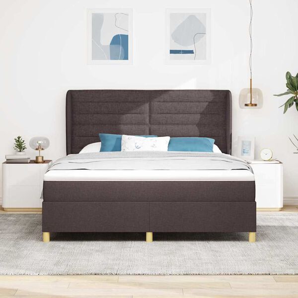vidaXL Lit &agrave; ressorts avec matelas gris fonc&eacute; 90x190 cm Marron fonc&eacute;