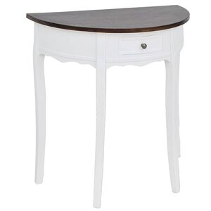 vidaXL Table console avec tiroir et dessus de table marron Demi-ronde