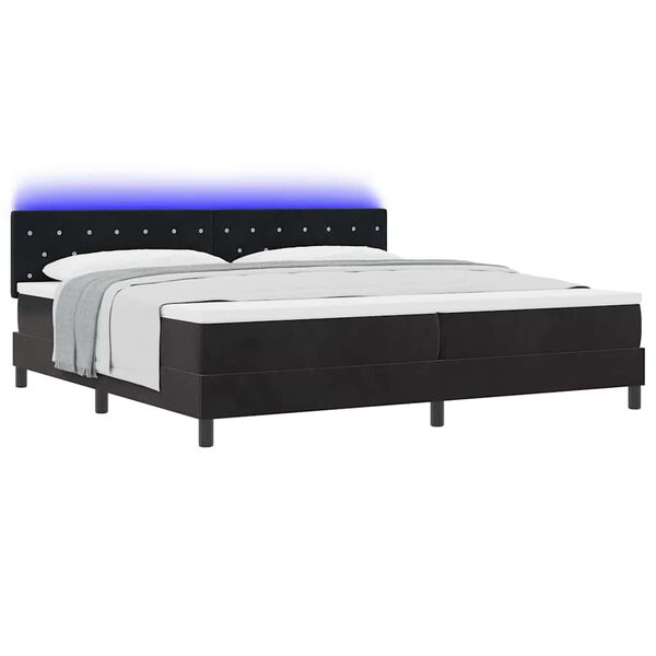 vidaXL Lit &agrave; ressort LED avec matelas Noir 200 x 200 cm Velours
