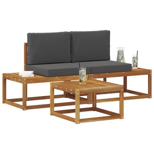 vidaXL Ensemble de canap&eacute;s d'ext&eacute;rieur avec coussin 3 pcs Naturel