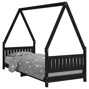 vidaXL Cadre de lit pour enfants noir 80x200 cm bois de pin massif