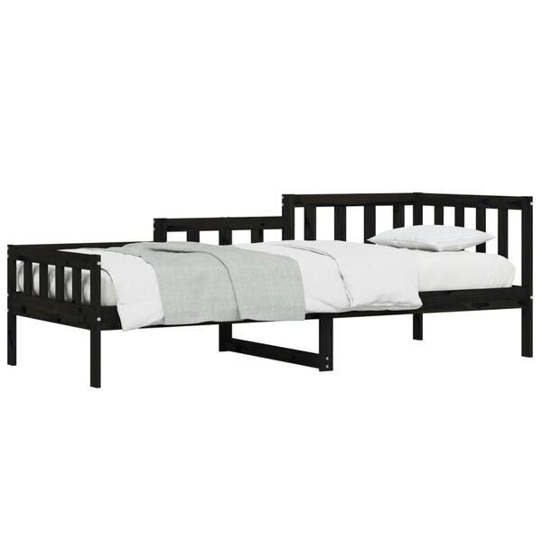 vidaXL Lit de jour sans matelas noir 90x190 cm bois de pin massif